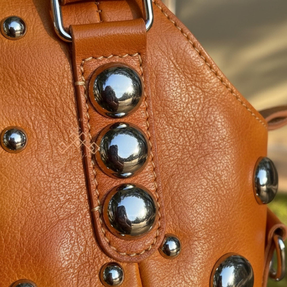 Studded Leather Shoulder Bag for Women, Handmade Rivet Tote, Artisan Black Leather Handbag, Polka Dot Studded Purse, Gift for her