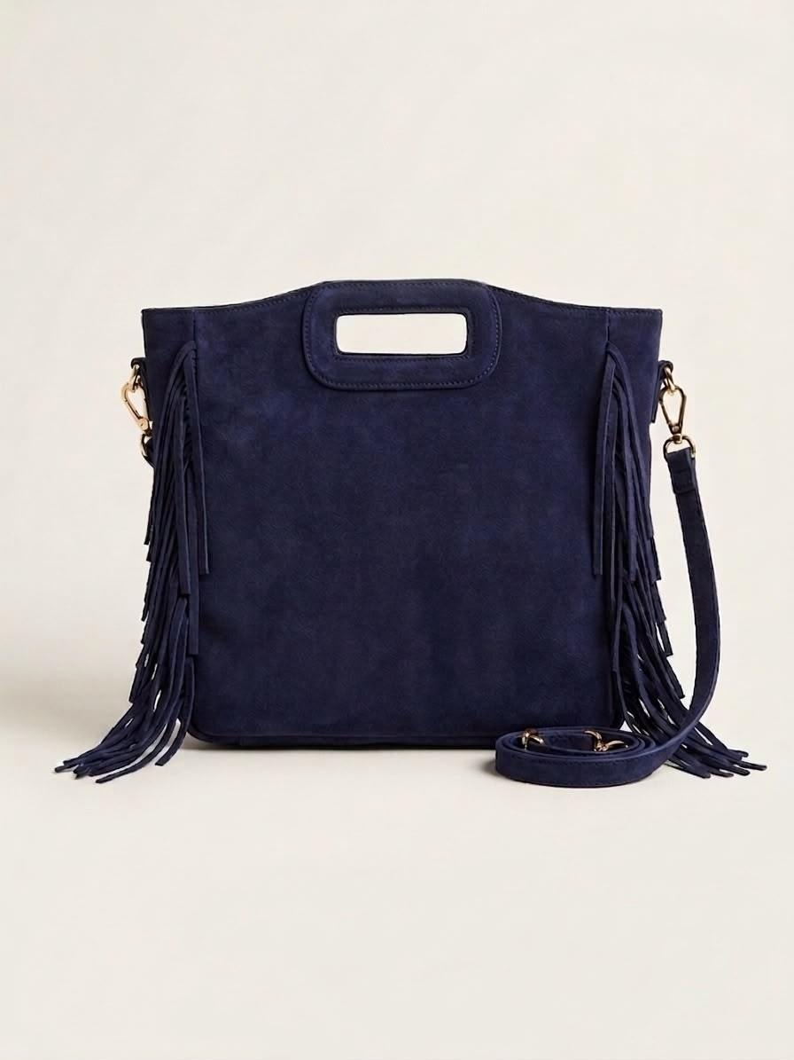 Genuine Suede Leather Fringe Crossbody Bag, Handmade Boho Shoulder Bag, Lightweight Spacious Bag, Casual Chic Style , gift for her