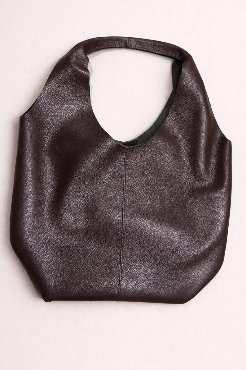 Genuine Leather Hobo Bag, Spacious Shoulder Tote, Lightweight Handcrafted Leather Bag, Soft Suede Finish, Multiple Colors , Gift for Her - dark brown