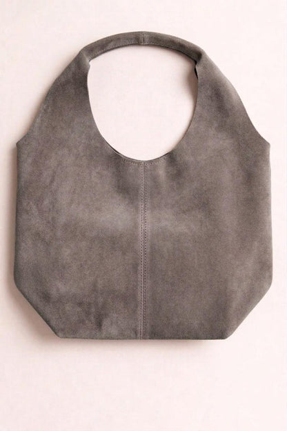 Genuine Leather Hobo Bag, Spacious Shoulder Tote, Lightweight Handcrafted Leather Bag, Soft Suede Finish, Multiple Colors , Gift for Her - Gray