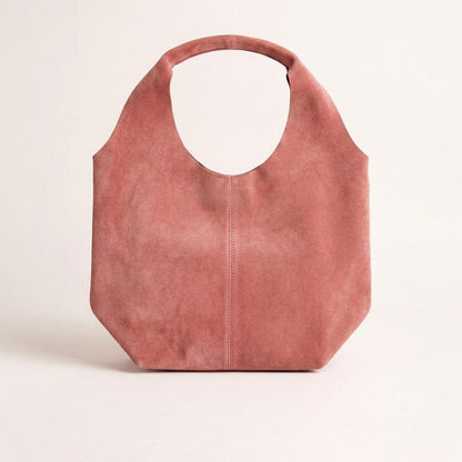 Genuine Leather Hobo Bag, Spacious Shoulder Tote, Lightweight Handcrafted Leather Bag, Soft Suede Finish, Multiple Colors , Gift for Her - Pink