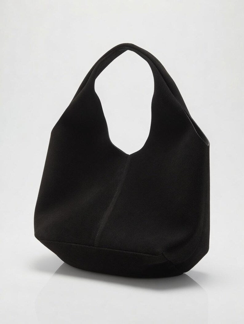 Slouchy Leather Hobo Bag | Large Shoulder Purse | Minimalist Everyday Handbag | Soft Leather Tote Bag | Multi-Color Options Gift for Her - Black