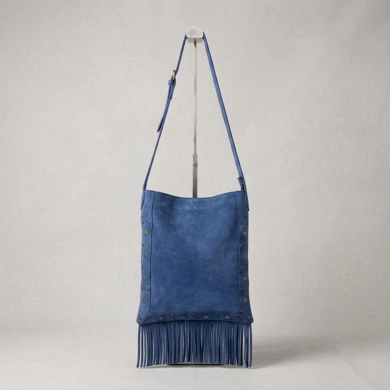 Handmade Leather Tote Bag for Women, Genuine Moroccan Leather Shoulder Bag, Minimalist Everyday Purse, Large Shopper Bag , Holiday Gift - Blue
