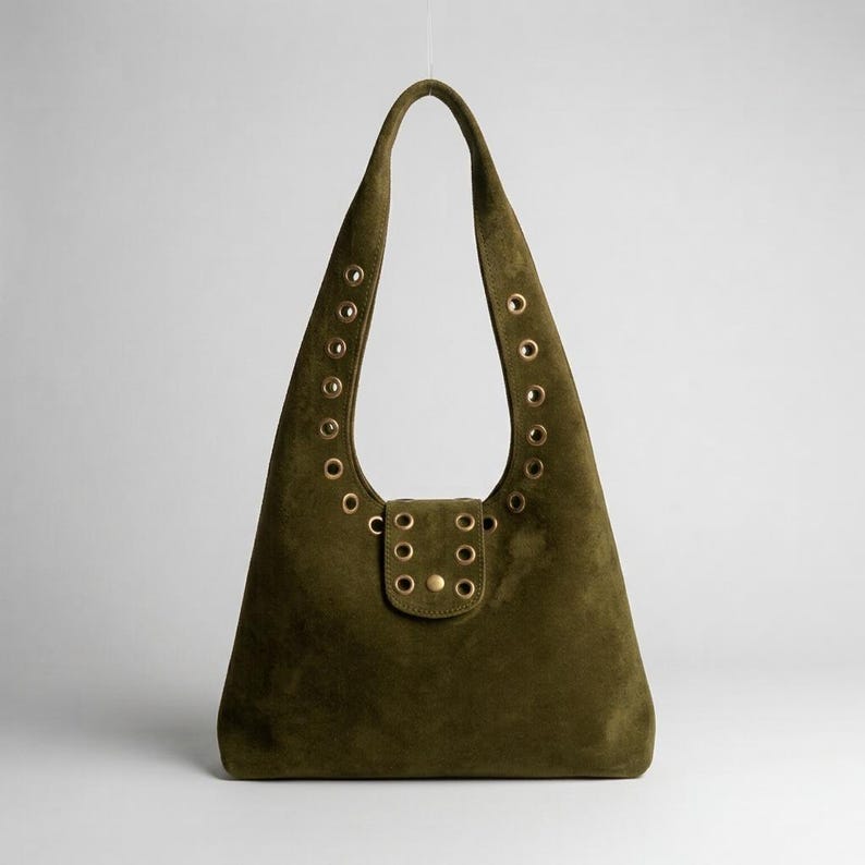 Leather Shoulder Bag for Women, Handmade Leather Handbag, Boho Tote Purse, Moroccan Bag, Studded Handle Bag, Unique , Holiday Gift - oliver green