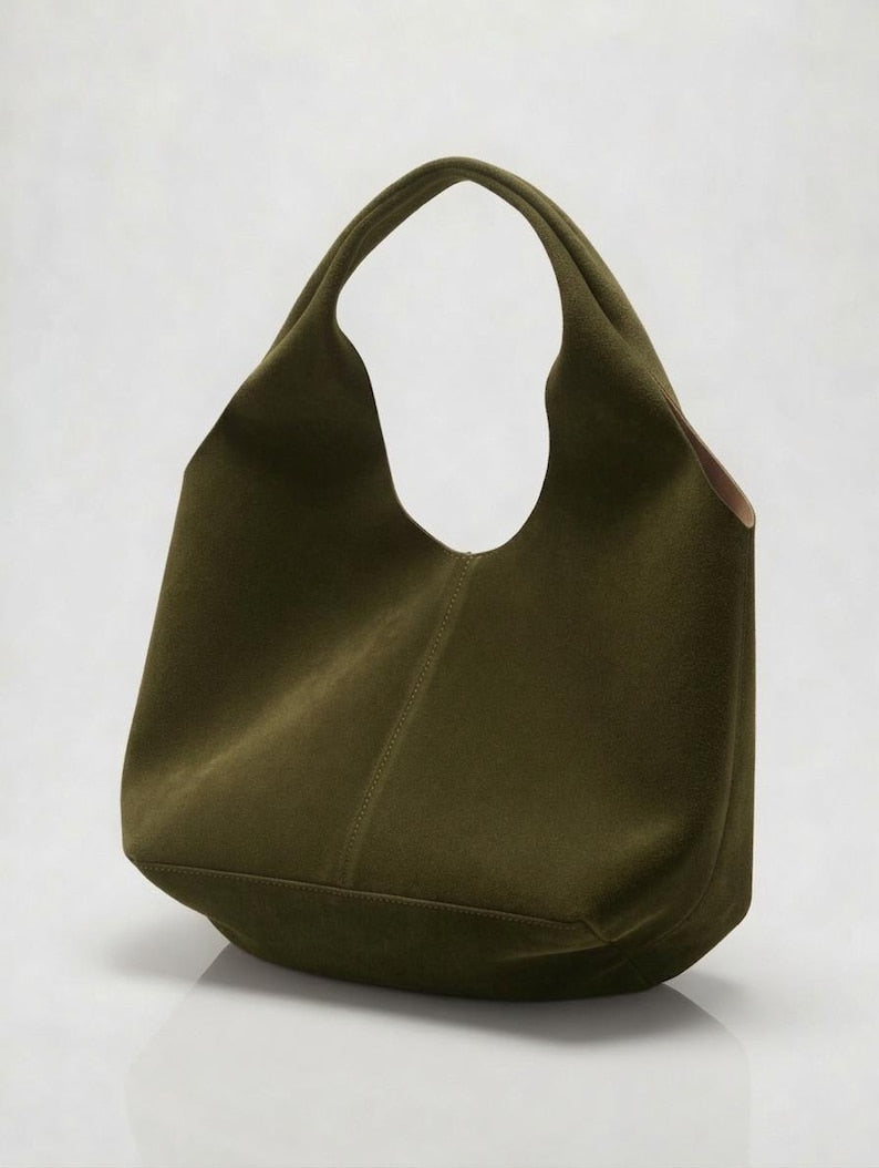 Slouchy Leather Hobo Bag | Large Shoulder Purse | Minimalist Everyday Handbag | Soft Leather Tote Bag | Multi-Color Options Gift for Her - oliver green