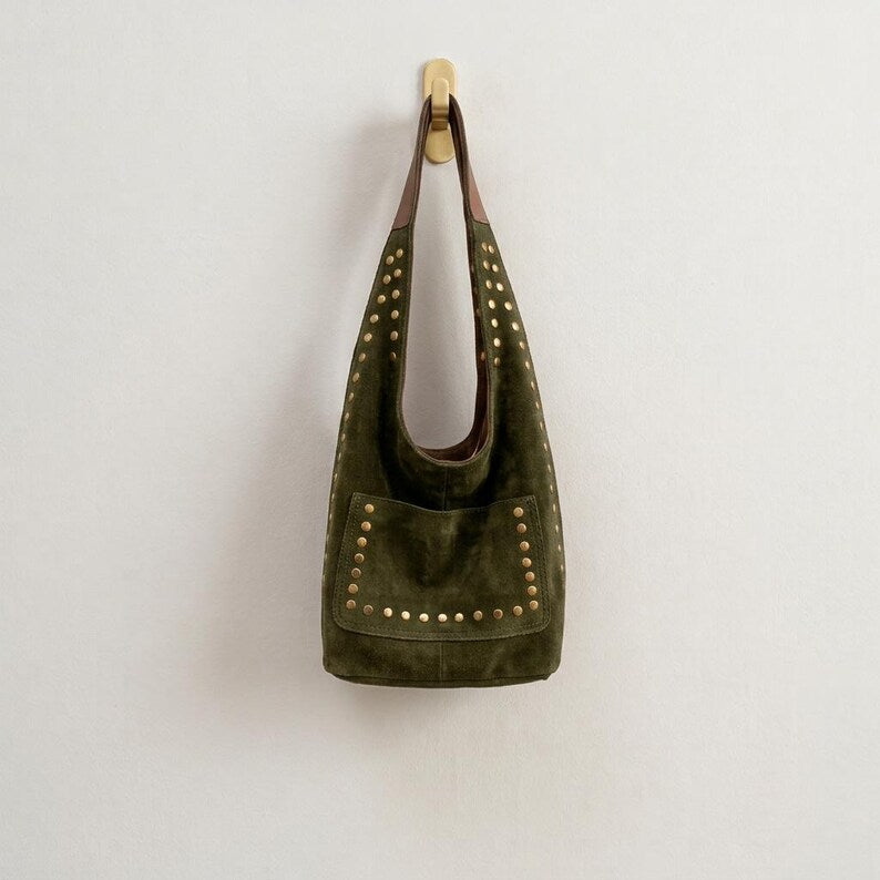 Genuine Leather Hobo Bag, Handmade Boho Shoulder Bag, Soft Minimalist Leather Tote, Elegant Everyday Bag , gift for her - oliver green