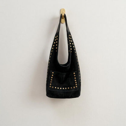Genuine Leather Hobo Bag, Handmade Boho Shoulder Bag, Soft Minimalist Leather Tote, Elegant Everyday Bag , gift for her - Black