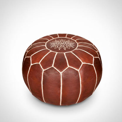 Handmade Moroccan Artisan Leather Pouf, Genuine Natural Leather Ottoman, Boho Home Decor Footstool, Unstuffed Leather Floor Cushion,
