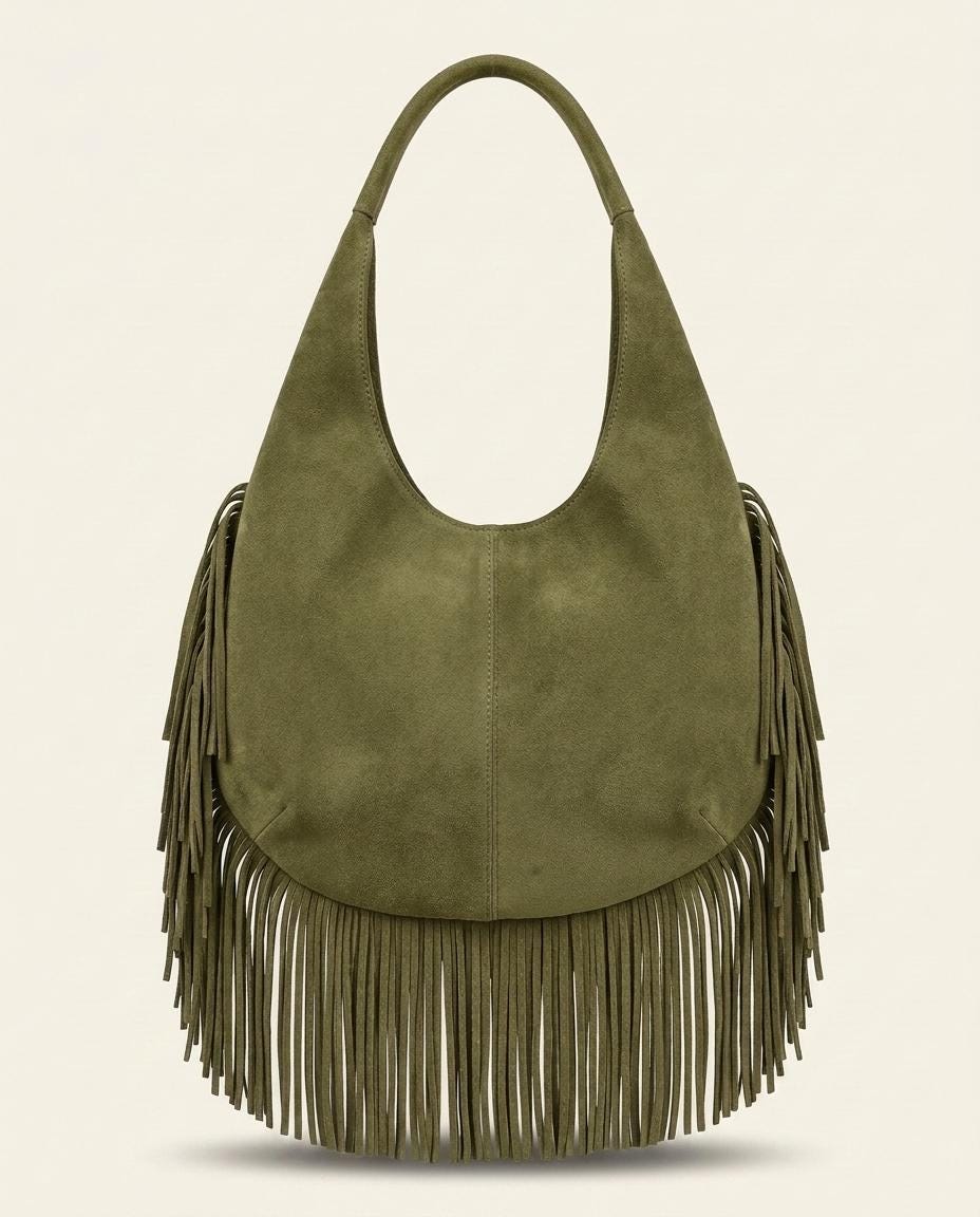Leather Fringe Handbag for Women | Boho Hobo Bag | Western Shoulder Purse | Soft Leather Everyday Tote | Available in Multiple Colors | gift