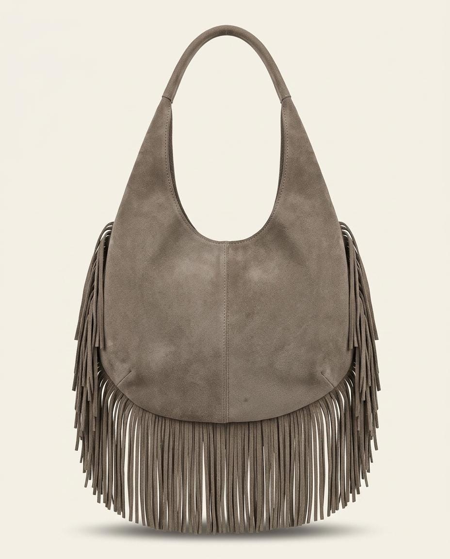 Leather Fringe Handbag for Women | Boho Hobo Bag | Western Shoulder Purse | Soft Leather Everyday Tote | Available in Multiple Colors | gift