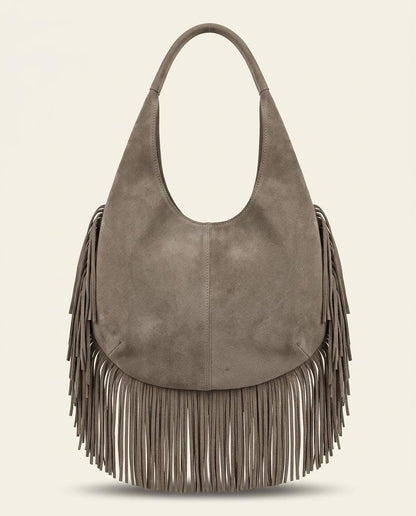 Leather Fringe Handbag for Women | Boho Hobo Bag | Western Shoulder Purse | Soft Leather Everyday Tote | Available in Multiple Colors | gift