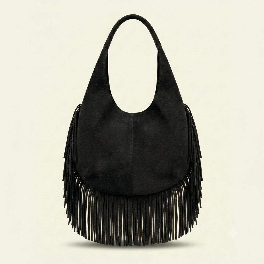 Leather Fringe Handbag for Women | Boho Hobo Bag | Western Shoulder Purse | Soft Leather Everyday Tote | Available in Multiple Colors | gift