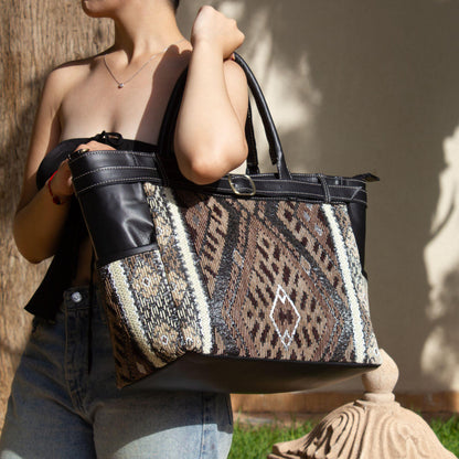 Personalized Leather Tote Bag, Moroccan Carpet Shoulder Bag, Handmade Leather Work Tote, Genuine Leather Bag, Gift for Women