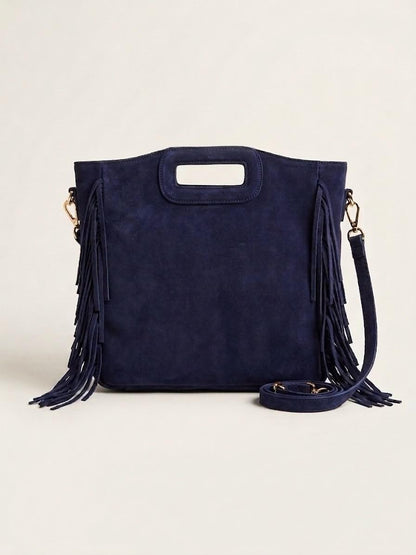Genuine Suede Leather Fringe Crossbody Bag, Handmade Boho Shoulder Bag, Lightweight Spacious Bag, Casual Chic Style , gift for her