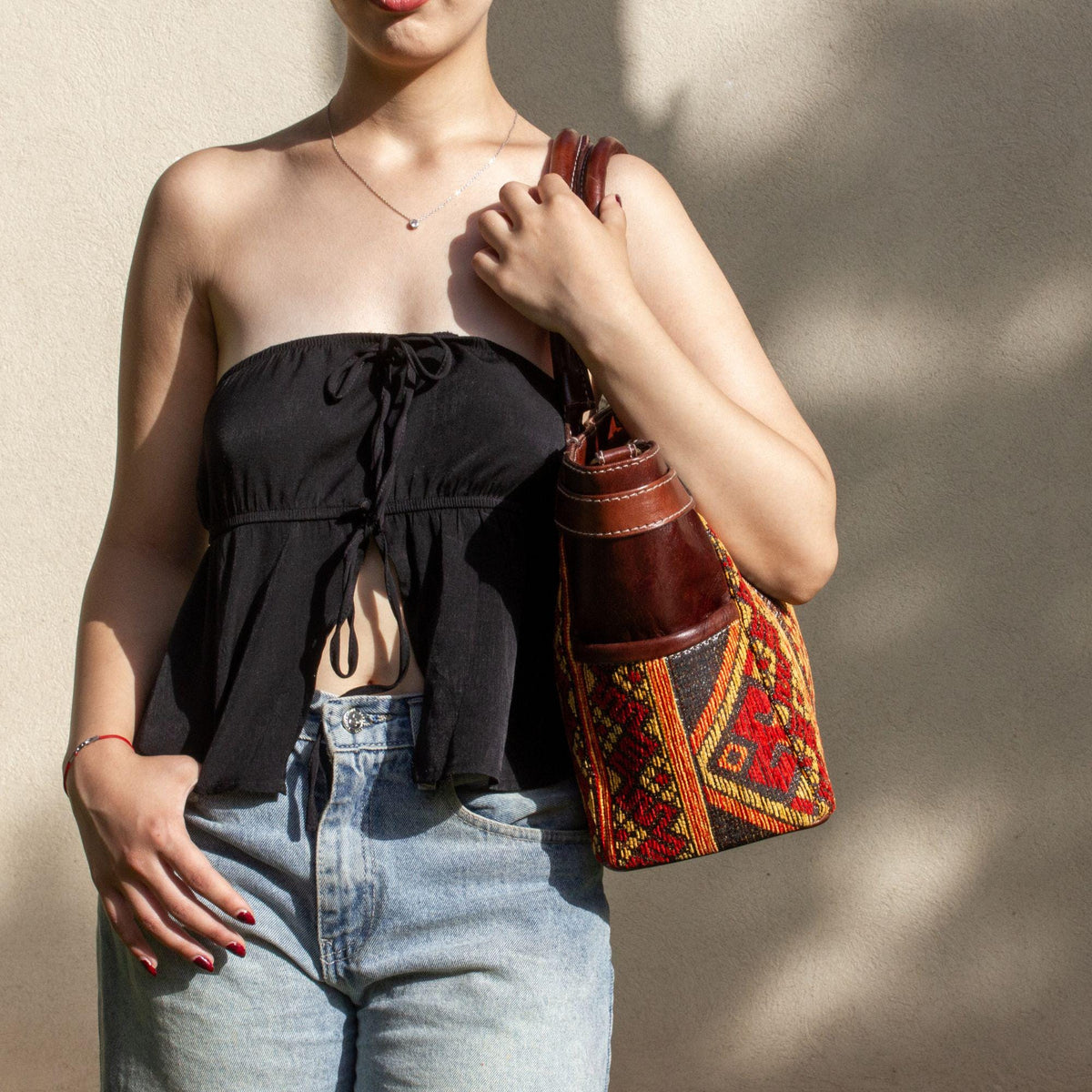Personalized Moroccan Kilim Tote Bag, Handmade Leather Shoulder Bag, Carpet Tote, Boho Everyday Bag for Women