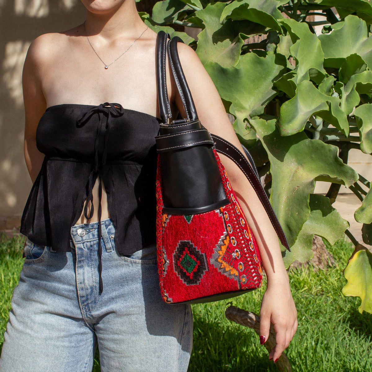 Personalized Leather Tote Bag, Moroccan Carpet Shoulder Bag, Handmade Work Tote, Genuine Leather Handbag, Gift for Women
