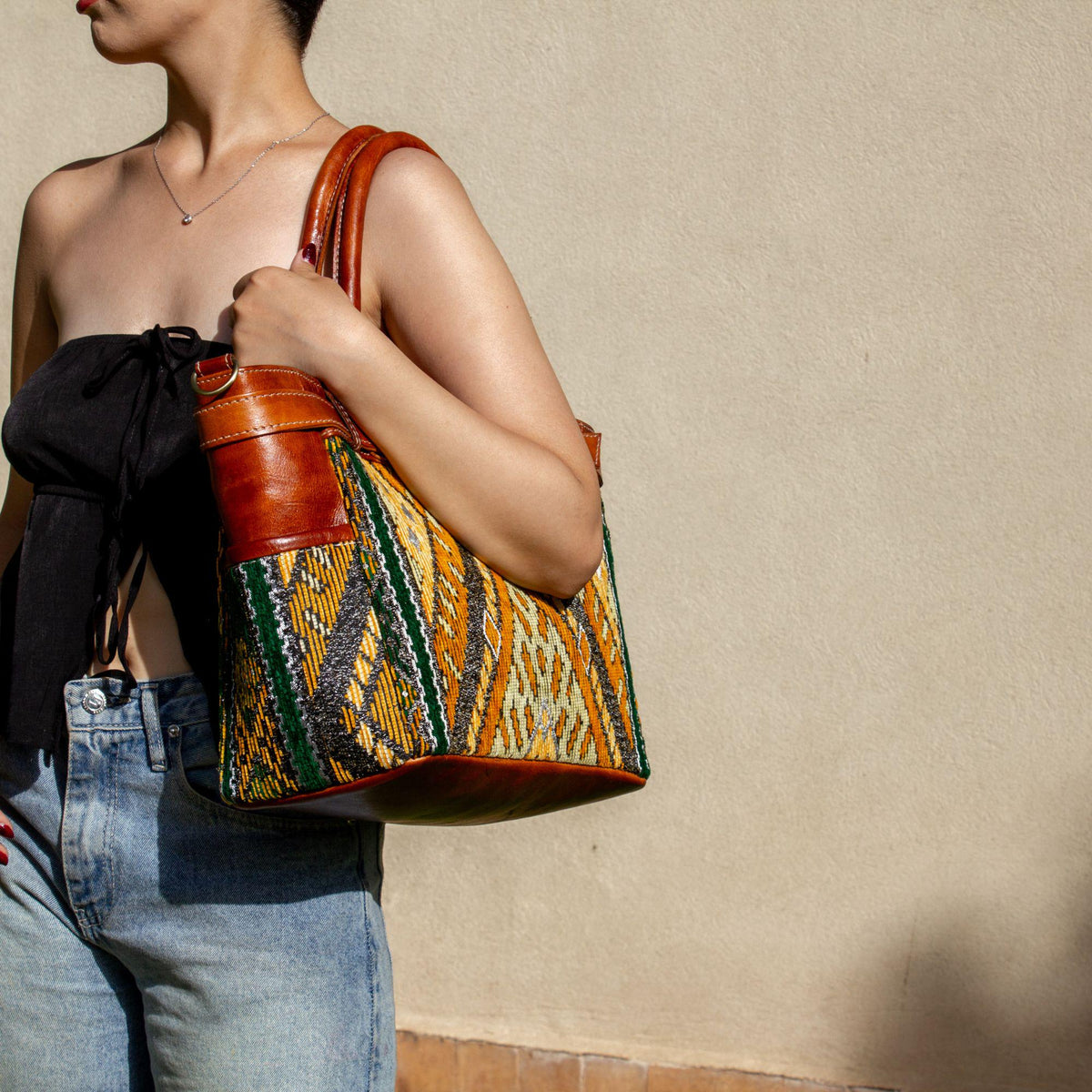 Personalized Leather Tote Bag, Moroccan Carpet Shoulder Bag, Handmade Leather Work Tote, Genuine Leather Bag, Gift for Women