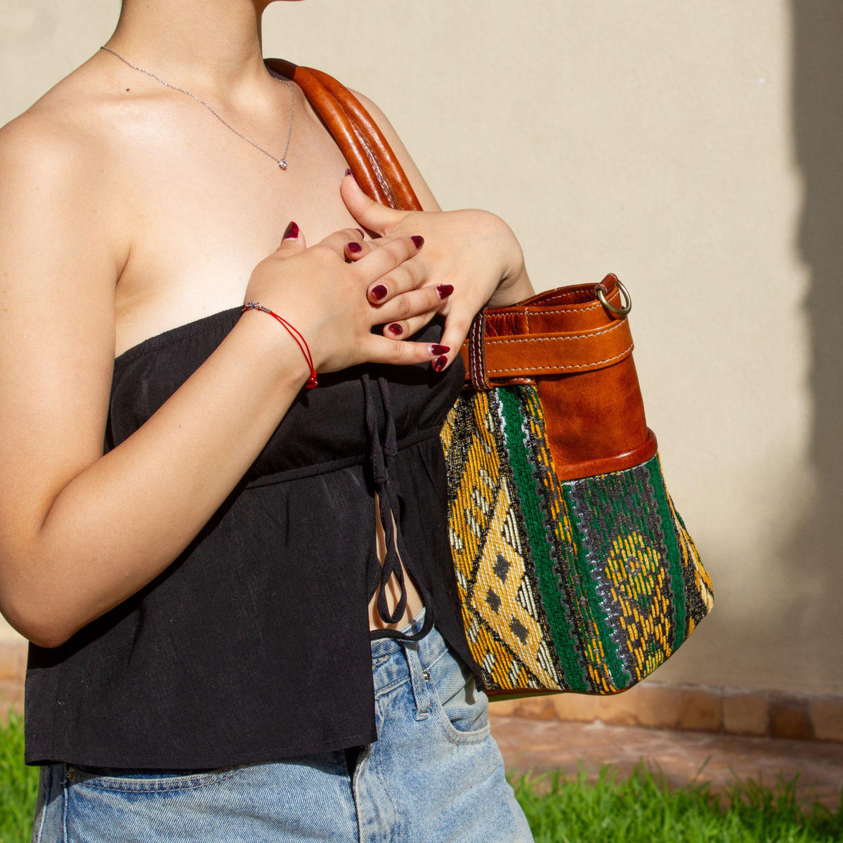 Personalized Leather Tote Bag, Handmade Moroccan Shoulder Bag, Green Carpet Tote bag, Large Work Bag for Women, Gift for Her