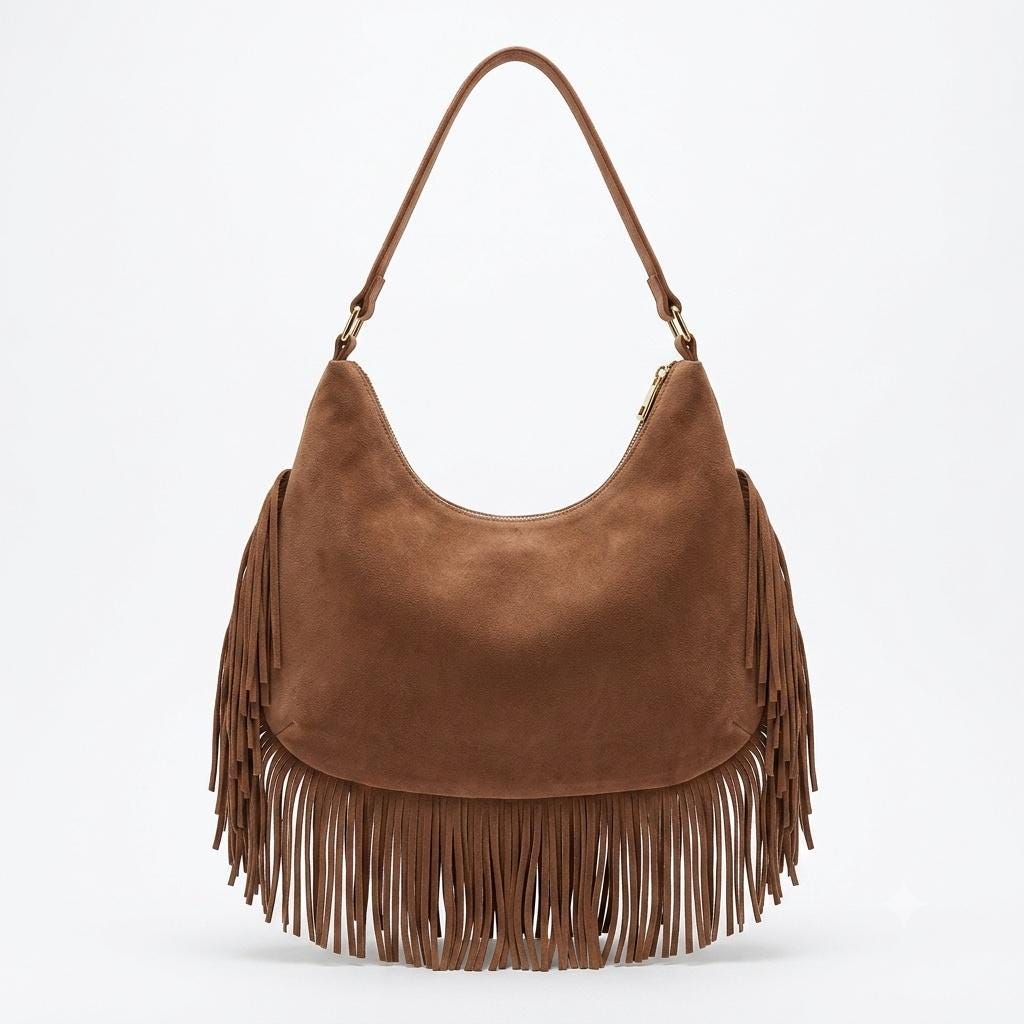 Handmade Leather Fringe Hobo Bag, Genuine Moroccan Leather Shoulder Bag, Boho Women's Purse, Slouchy Everyday Handbag , Christmas Gift