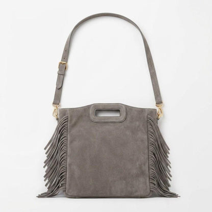 Genuine Suede Leather Fringe Crossbody Bag, Handmade Boho Shoulder Bag, Lightweight Spacious Bag, Casual Chic Style , gift for her