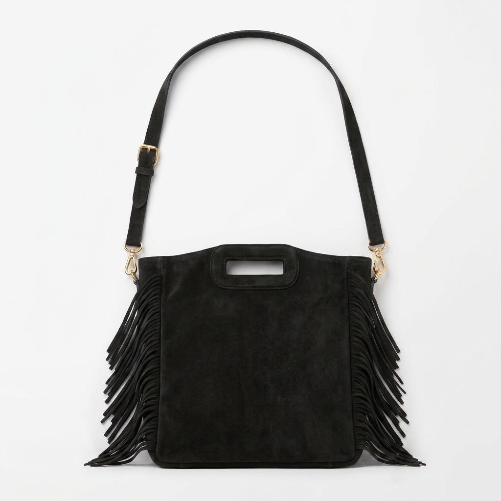 Genuine Suede Leather Fringe Crossbody Bag, Handmade Boho Shoulder Bag, Lightweight Spacious Bag, Casual Chic Style , gift for her