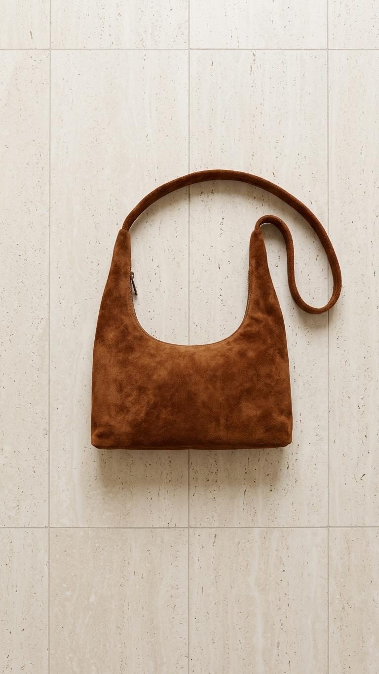 Leather Crescent Bag | Suede Shoulder Bag Women | Boho Half Moon Purse | Handmade Underarm Bag | Soft Leather Hobo | Gift for Her