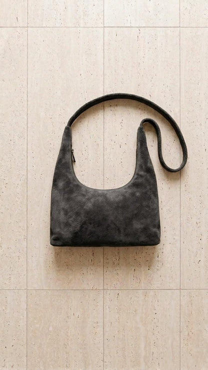 Leather Crescent Bag | Suede Shoulder Bag Women | Boho Half Moon Purse | Handmade Underarm Bag | Soft Leather Hobo | Gift for Her