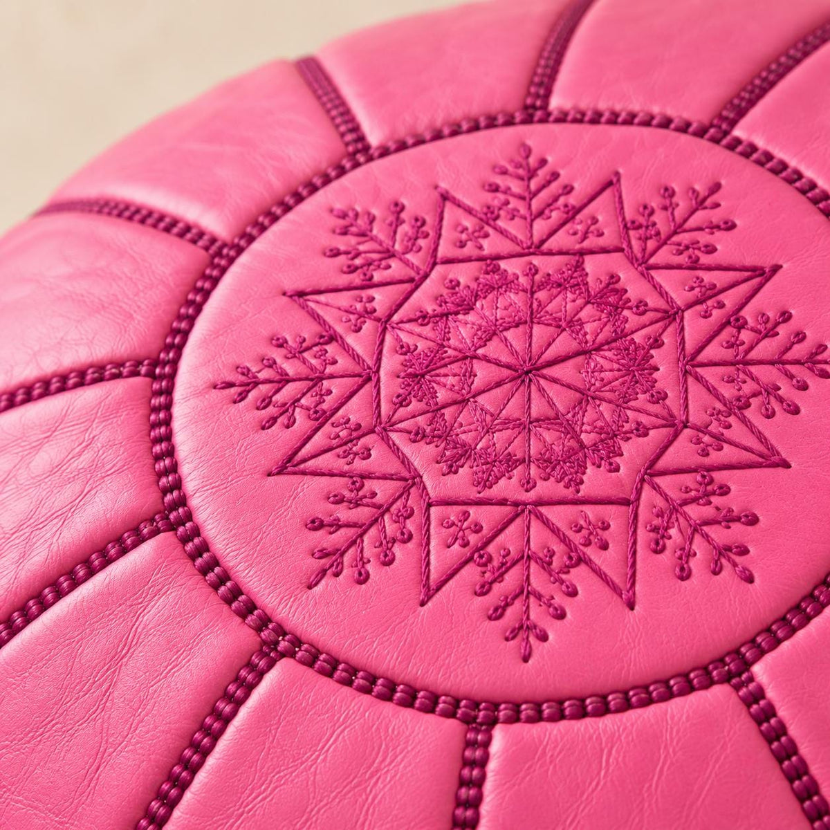 Round Leather Ottoman Pouf Cover, Unstuffed Footstool, Moroccan Handmade Leather Floor Decor, Boho Living Room Footrest