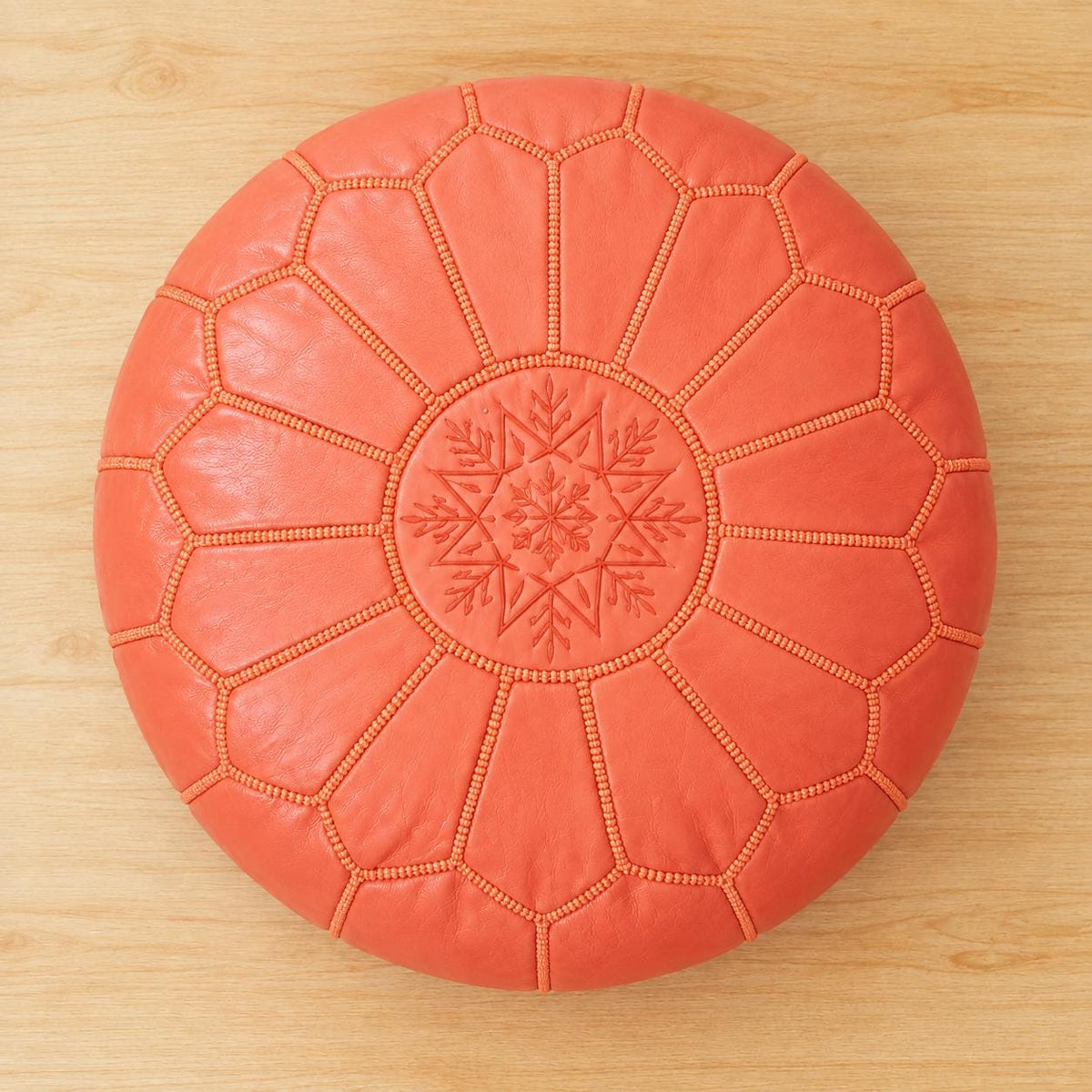 Round Leather Pouf Ottoman, Handmade Moroccan Footstool, Unstuffed Leather Pouf Cover, Living Room Footrest, Round Leather Floor Pouf