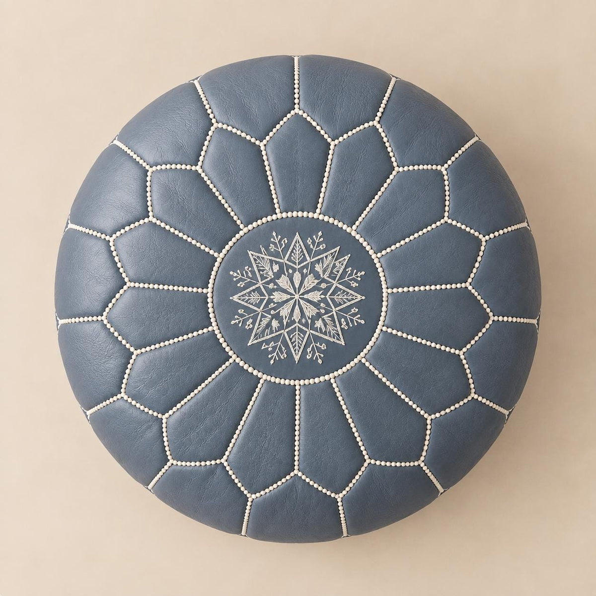 Round Ottoman Cover, Unstuffed Moroccan Footstool, Handmade Leather Floor Pouf, Living Room Footrest, Boho home Decor, Durable Leather
