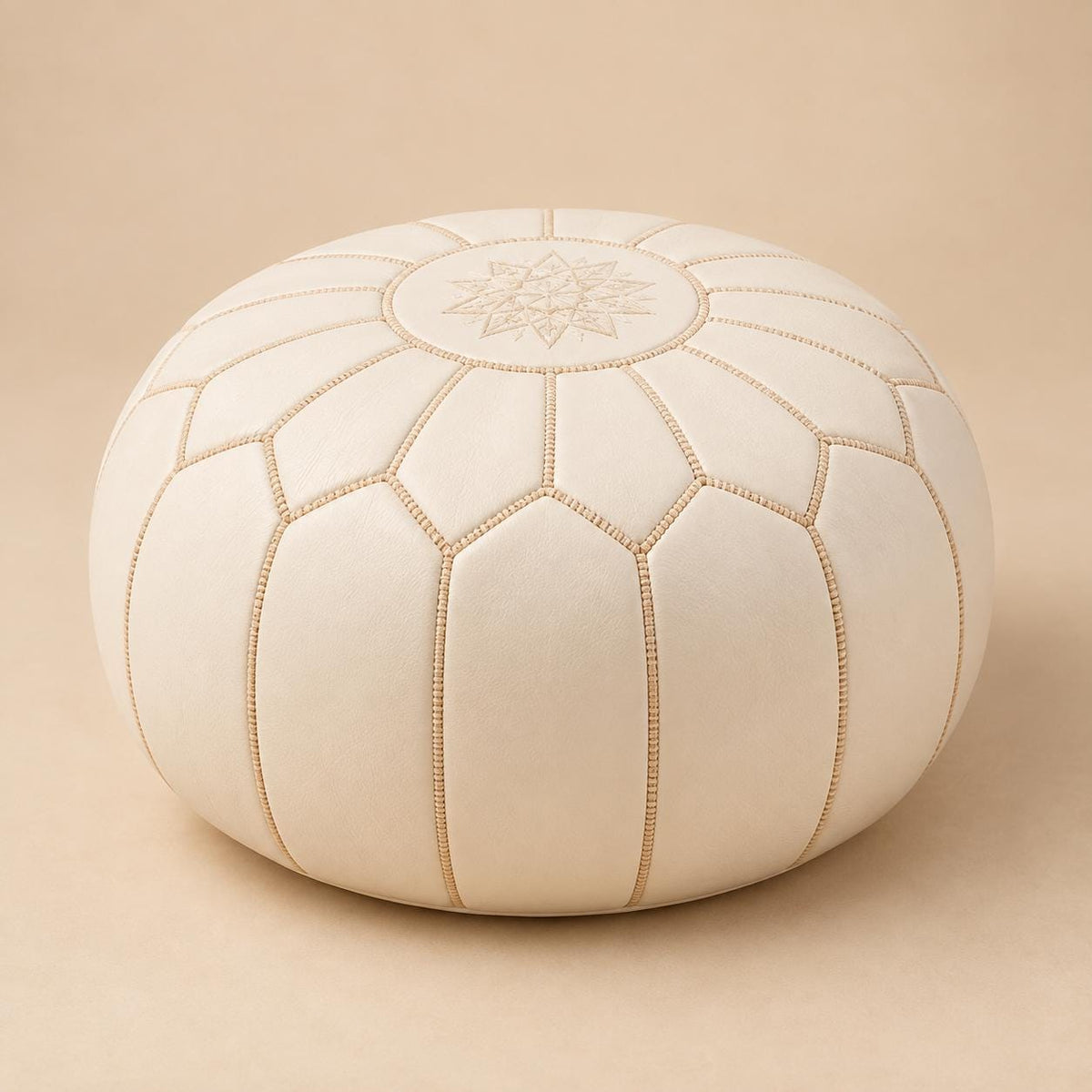 Round Leather Ottoman Cover, Unstuffed Moroccan Footstool, Handmade Leather Floor Pouf, Living Room Footrest, Boho home Decor