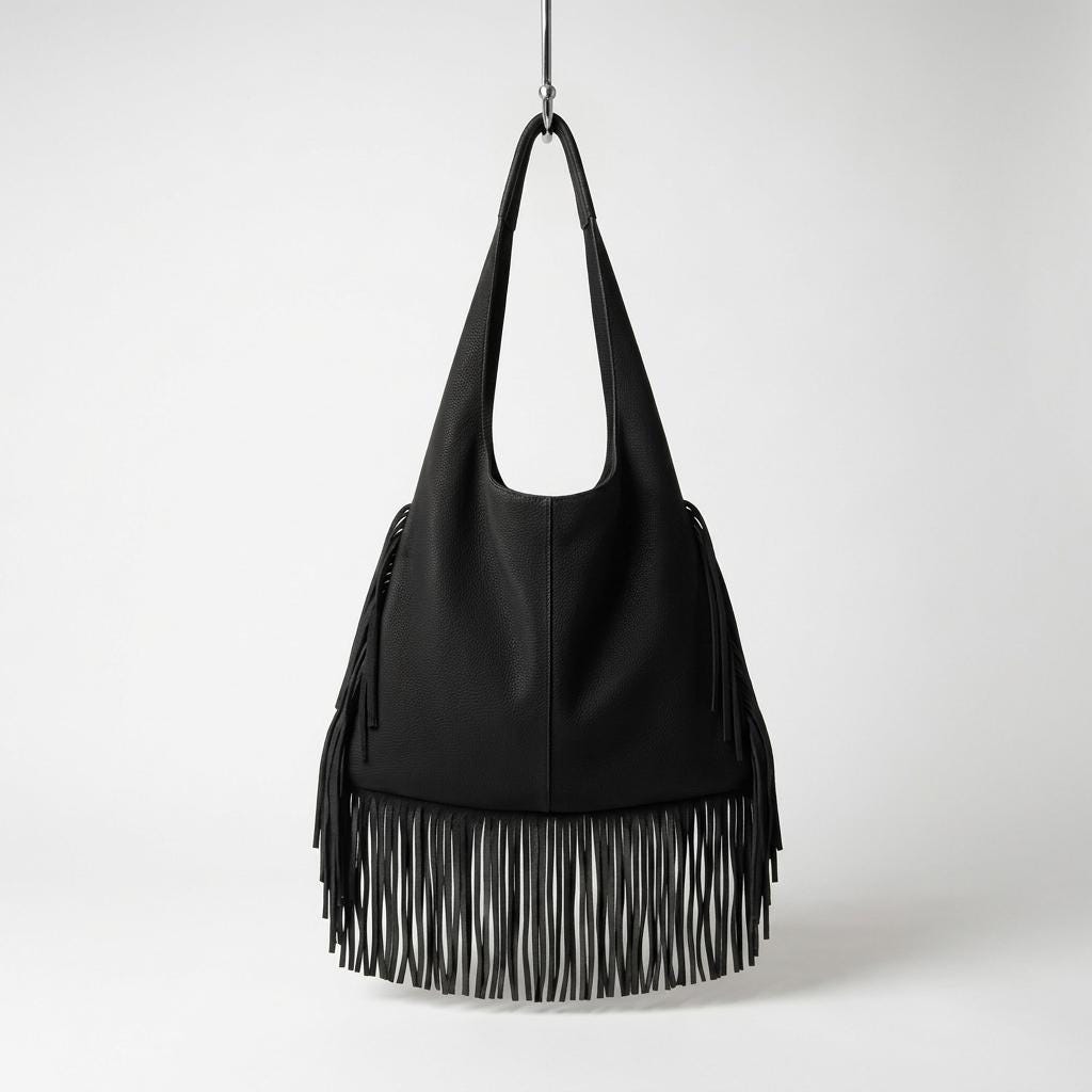 Genuine Leather Fringe Hobo Bag, Handmade Boho Shoulder Bag, Long Fringe Moroccan Leather Bag, Chic Everyday Style , gift for her